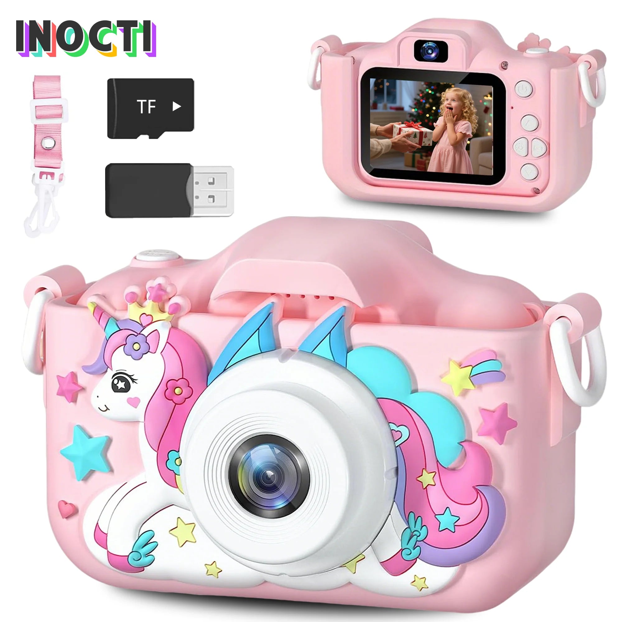 Super Cute Children Camera Kids Educational Toy Children Baby Birthday Digital Camera 1080P Video Camera With Free Gift For Girl