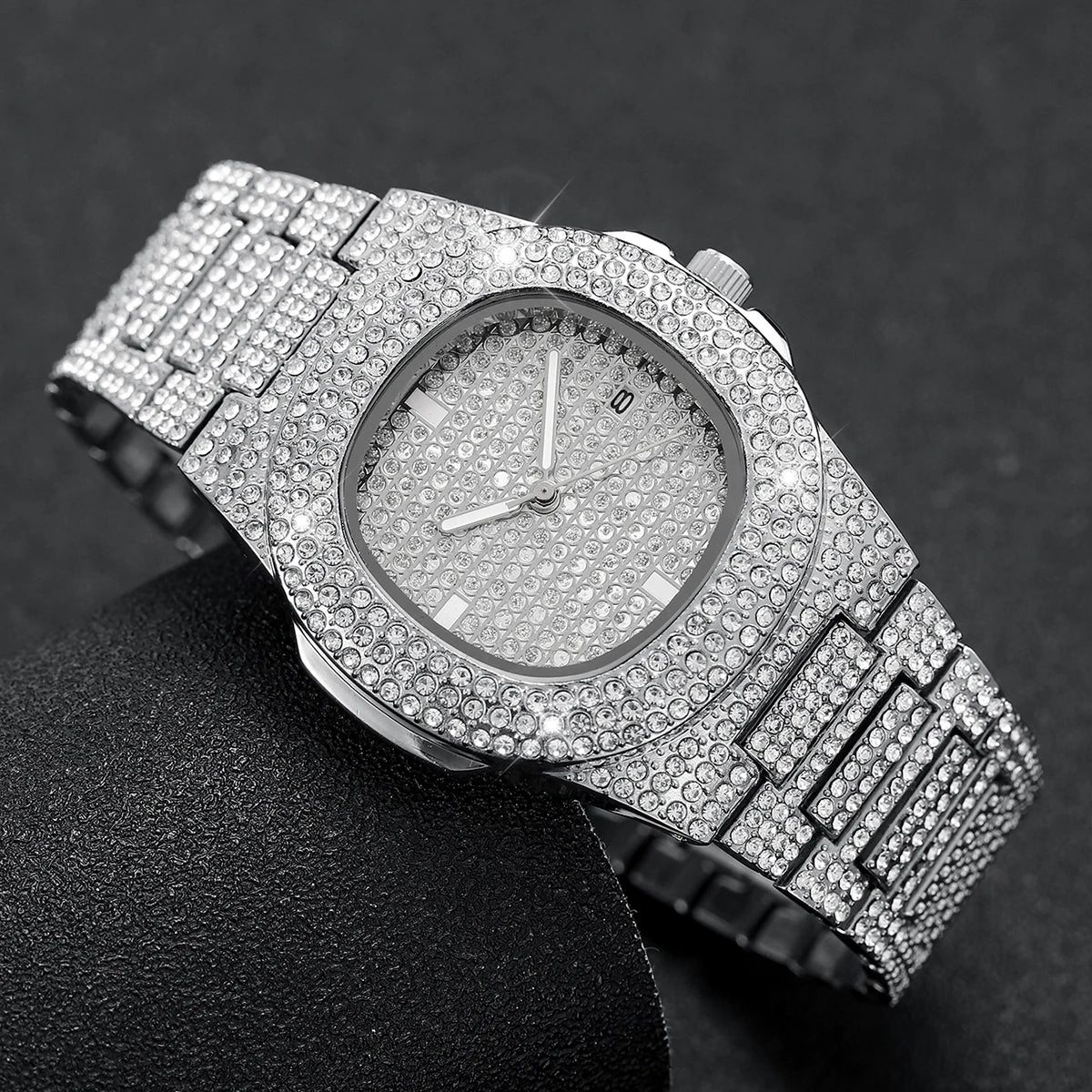 Luxury Full Diamond Men's Stainless Steel Watch