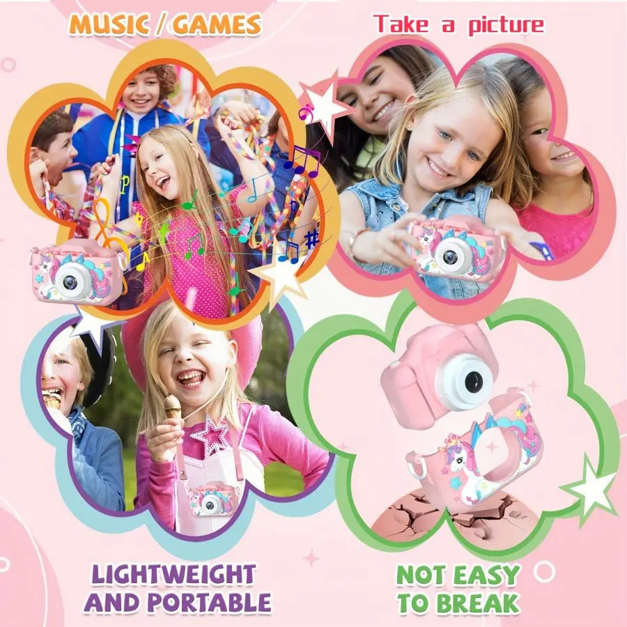 Super Cute Children Camera Kids Educational Toy Children Baby Birthday Digital Camera 1080P Video Camera With Free Gift For Girl