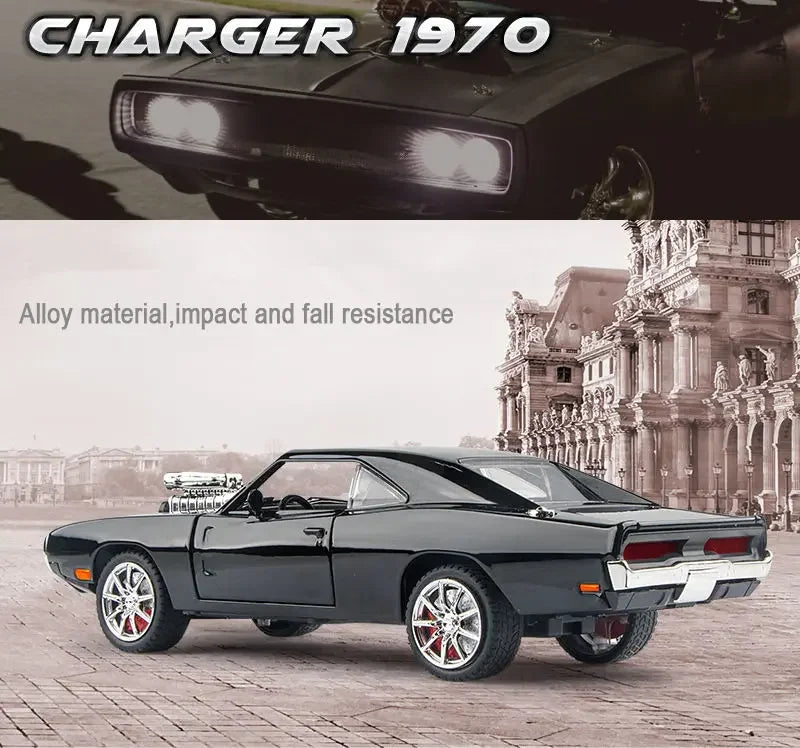 1:24 Dodge Charger Alloy Musle Car Model Diecast & Toy Metal Vehicles Sports Car Model Simulation Sound And Light Childrens Gift