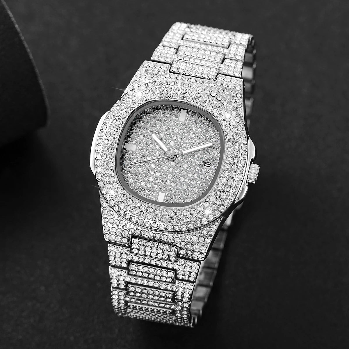 Luxury Full Diamond Men's Stainless Steel Watch