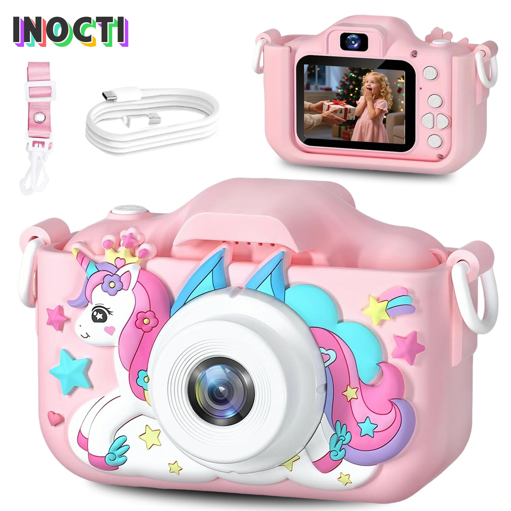 Super Cute Children Camera Kids Educational Toy Children Baby Birthday Digital Camera 1080P Video Camera With Free Gift For Girl
