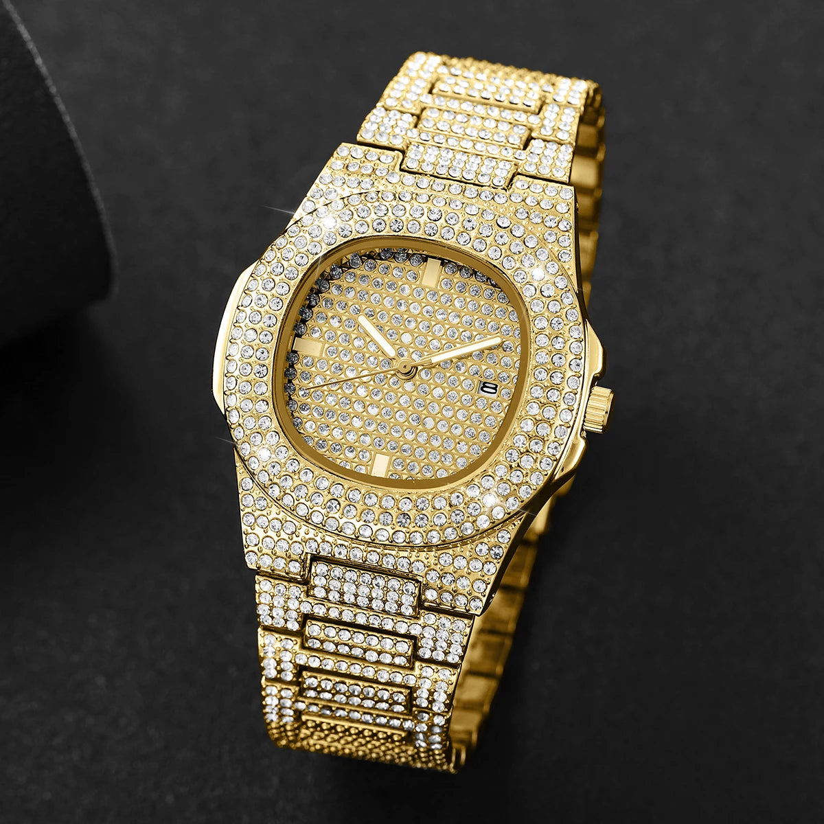 Luxury Full Diamond Men's Stainless Steel Watch